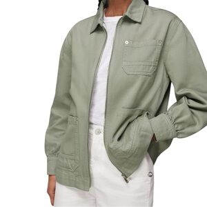 WHISTLES EUC Pale Green Zip Front Cargo Jacket Size 4